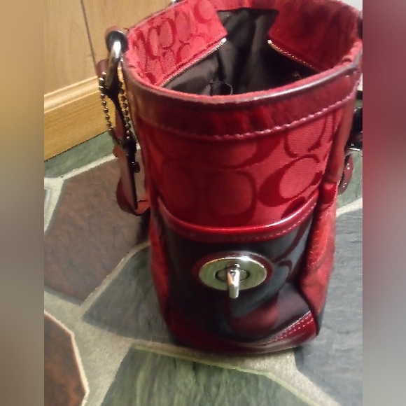 Coach Red Leather, Faux Snakeskin - Picture 4 of 14